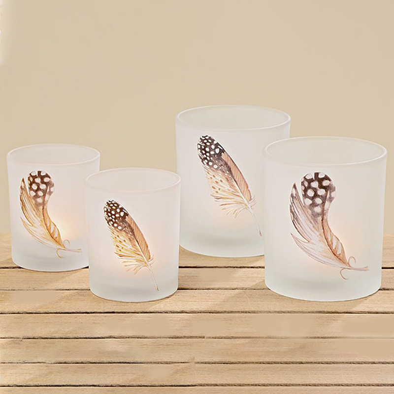 Набор из 2-х подсвечников Feather Candlestick Бежевый Коричневый Белое матовое стекло Набор из 2-х подсвечников Feather Candlestick Бежевый Коричневый Белое матовое стекло в Орле | Loft Concept