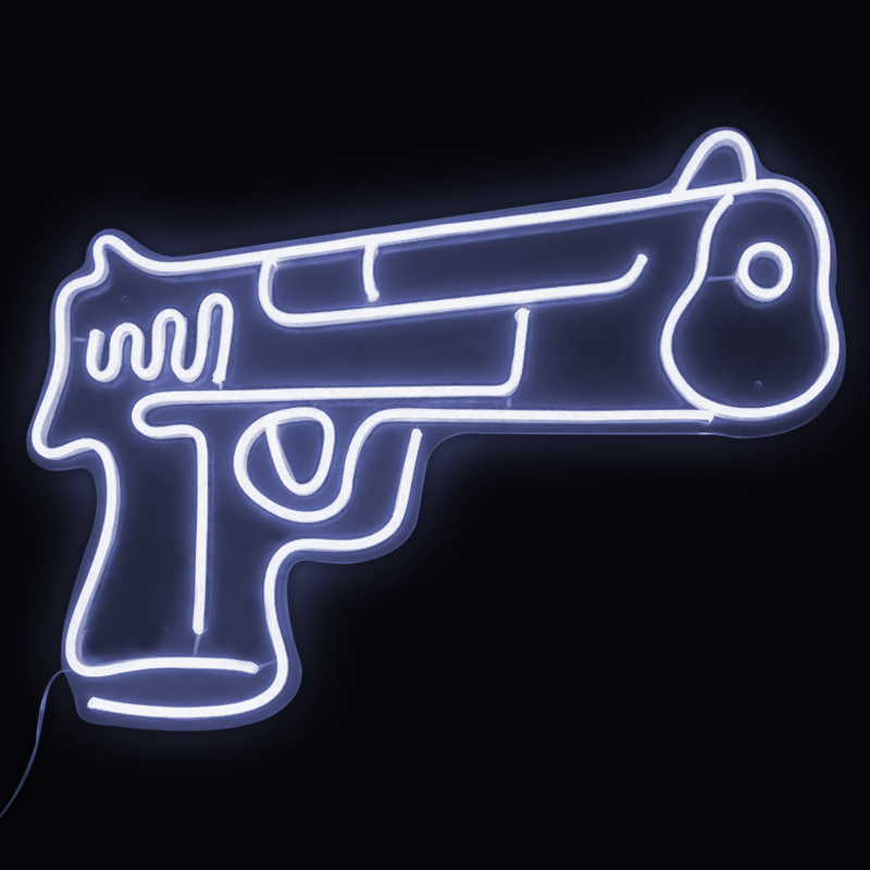 Неоновая настенная лампа Gun Neon Wall Lamp Белый Прозрачный в Орле | Loft Concept 