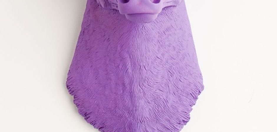 Голова оленя - Фиолетовая / серебряные рога - фото №2