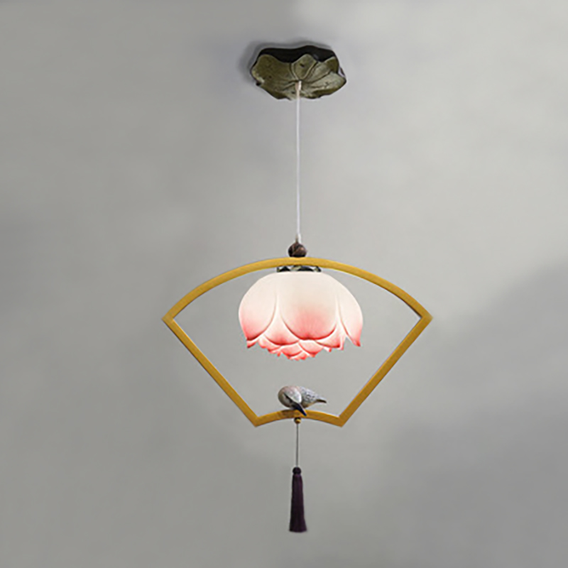 Подвесной светильник Bird with Tassel Fan Латунь Голубой Белый Розовый пастельный Подвесной светильник Bird with Tassel Fan Латунь Голубой Белый Розовый пастельный в Орле | Loft Concept