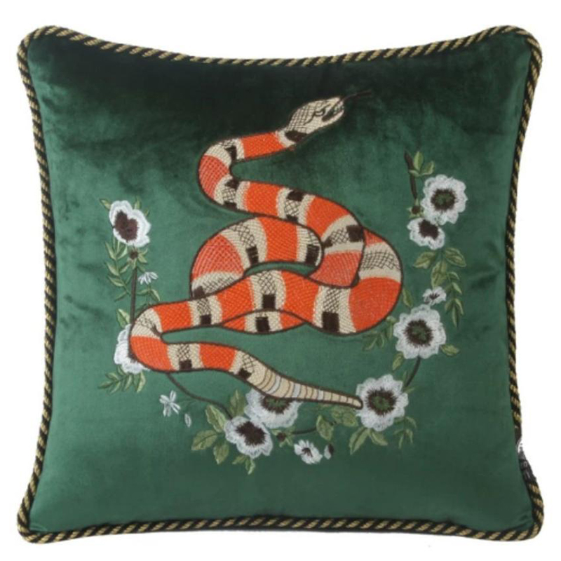 Подушка с Вышивкой Стиль Gucci IV Зеленый Подушка с Вышивкой Стиль Gucci IV Зеленый в Орле | Loft Concept