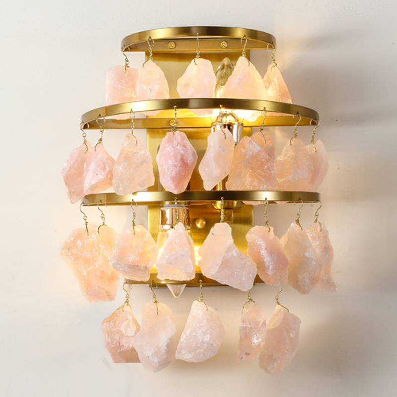 Hardis Pink stone Wall Lamp Латунь Дымчатая Роза Hardis Pink stone Wall Lamp Латунь Дымчатая Роза в Орле | Loft Concept