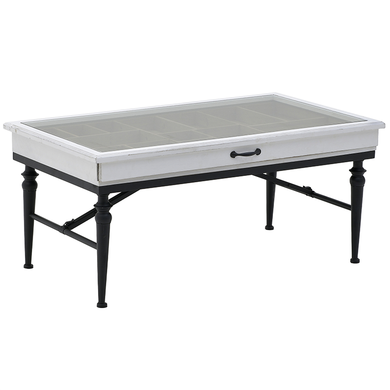 Кофейный стол с выдвижным ящиком Provence Coffee Table with Drawer Белый Черный Кофейный стол с выдвижным ящиком Provence Coffee Table with Drawer Белый Черный в Орле | Loft Concept