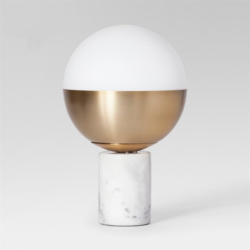 Настольная лампа Geneva Globe Marble Белый Латунь Настольная лампа Geneva Globe Marble Белый Латунь в Орле | Loft Concept