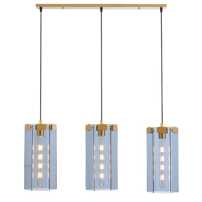 Люстра Rectangle Gray Glass Pendant Lamp 3 Золотой Прозрачное Стекло Люстра Rectangle Gray Glass Pendant Lamp 3 Золотой Прозрачное Стекло в Орле | Loft Concept