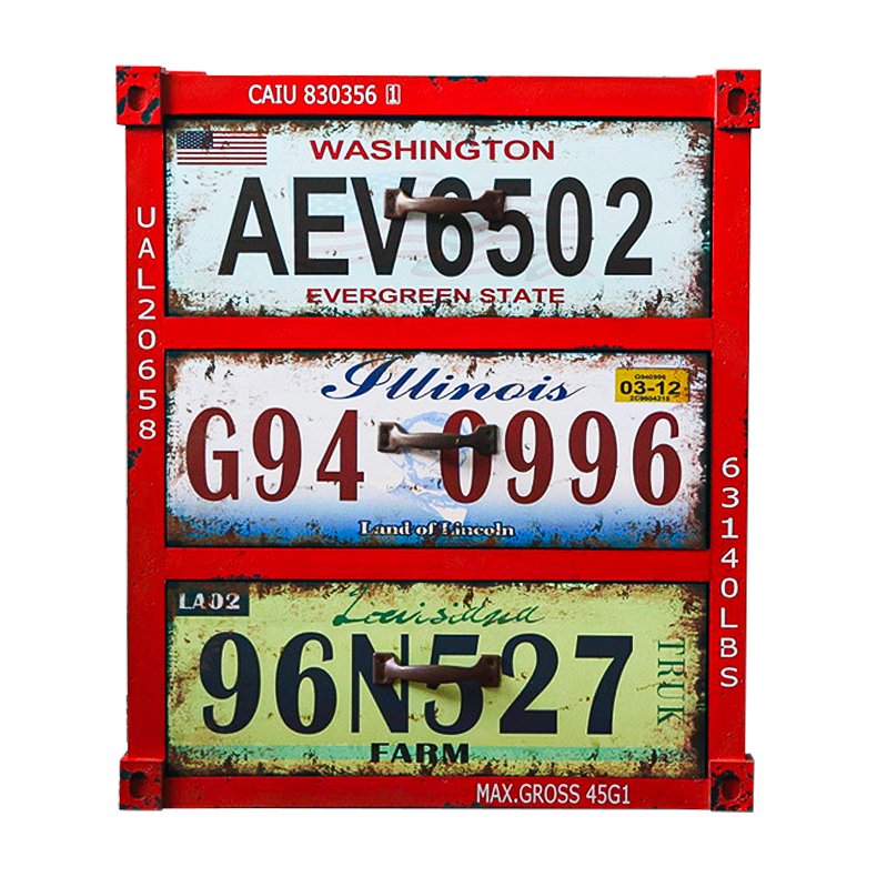Тумба Car Plate Numbers Красный Мульти Тумба Car Plate Numbers Красный Мульти в Орле | Loft Concept