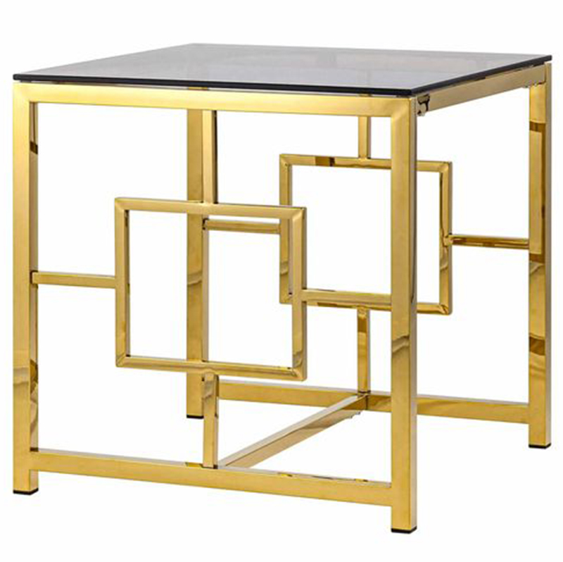 Стол приставной Milan Tables Gold Золотой Стекло Смок в Орле | Loft Concept 