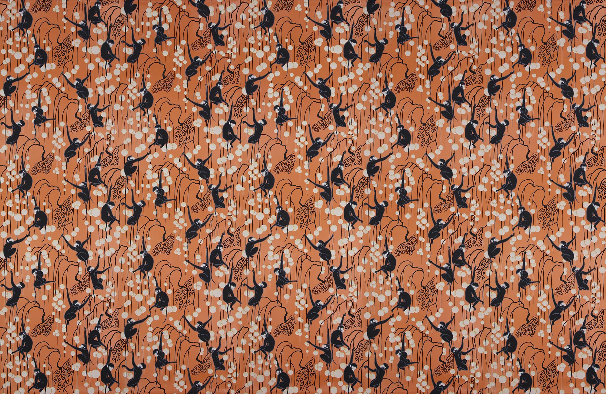 Обои ручная роспись Deco Monkeys Terracotta on dyed paper Обои ручная роспись Deco Monkeys Terracotta on dyed paper - постер Loft-Concept в Орле