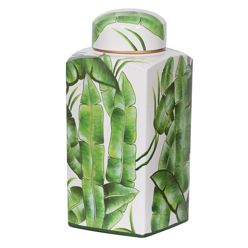 Ваза Vase Green Leaves 36 Зеленый Белый Ваза Vase Green Leaves 36 Зеленый Белый в Орле | Loft Concept