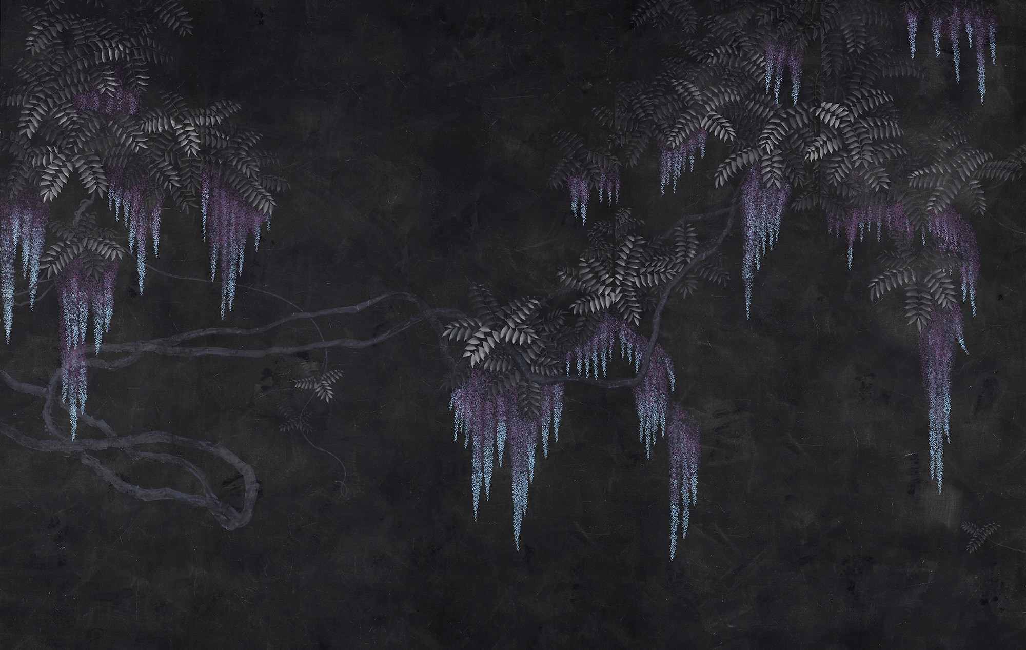 Обои в японском стиле Wisteria Original colourway on Edo Night painted Xuan paper Обои в японском стиле Wisteria Original colourway on Edo Night painted Xuan paper - постер Loft-Concept в Орле