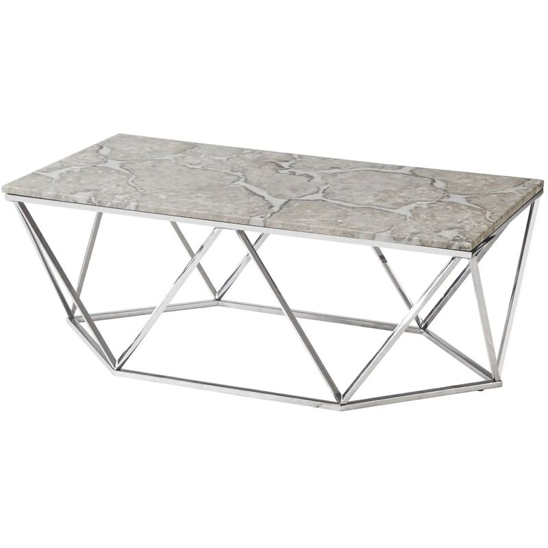 Кофейный столик Kovaldzhi Collection Frame Geometry Silver Бежево-серый Белый Мрамор Bianco Серебряный в Орле | Loft Concept 