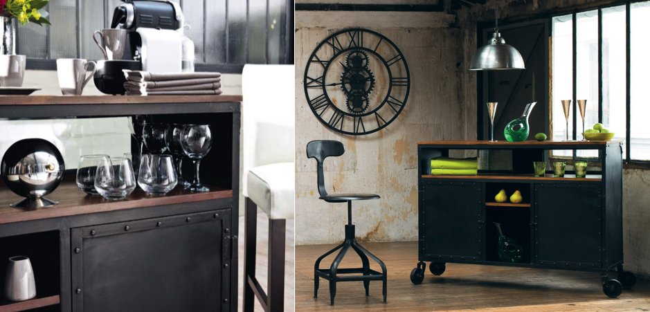 Комод в стиле Индастриал на колёсах Industrial Bar Oak Chest Комод в стиле Индастриал на колёсах Industrial Bar Oak Chest - Loft-Concept в Орле