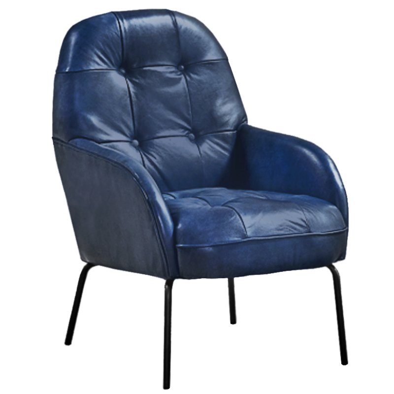 Кресло SHAPKIN LEATHER ARM CHAIR BLUE Синий Черный Кресло SHAPKIN LEATHER ARM CHAIR BLUE Синий Черный в Орле | Loft Concept