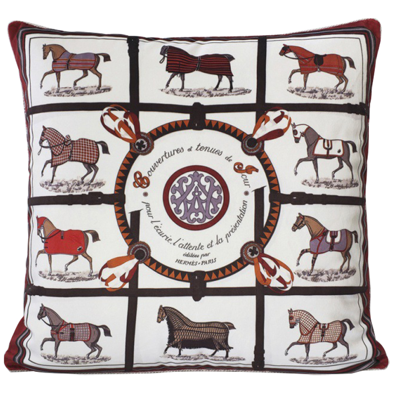 Декоративная подушка Hermes Horse 73 Белый Коричневый Декоративная подушка Hermes Horse 73 Белый Коричневый в Орле | Loft Concept