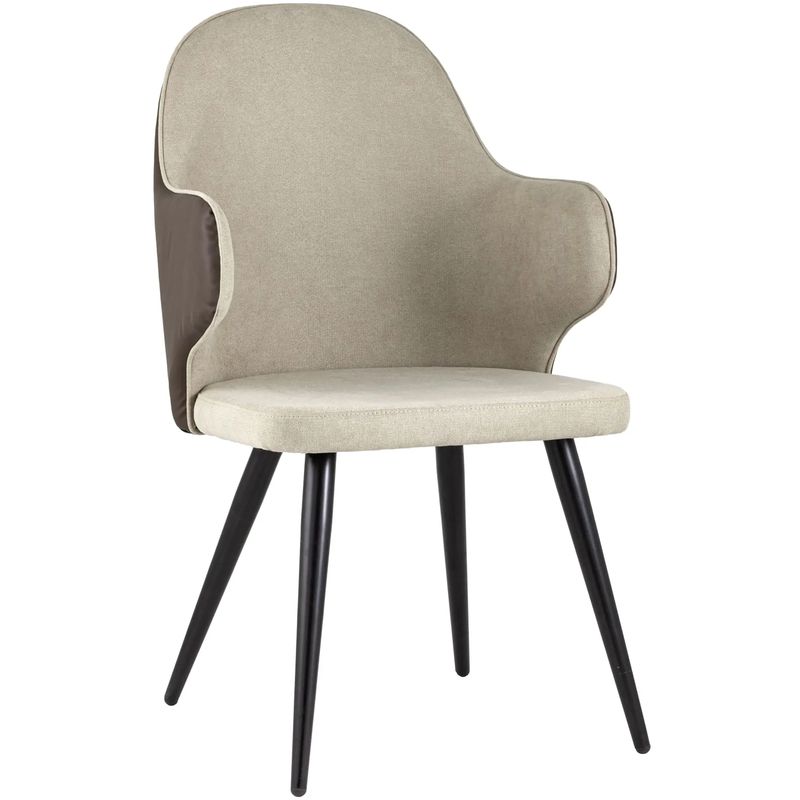 Стул Miruna Fabric and Leather Chair с Подлокотником Бежевый Коричневый Черный Стул Miruna Fabric and Leather Chair с Подлокотником Бежевый Коричневый Черный в Орле | Loft Concept