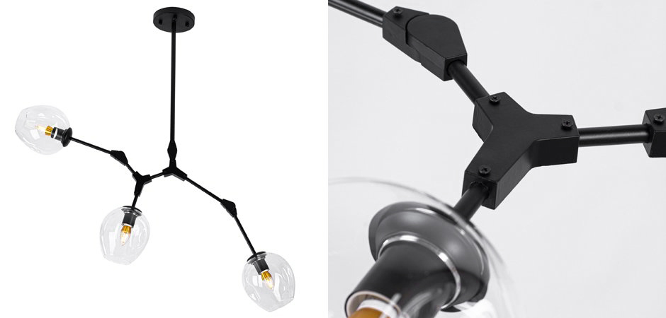 Люстра Сrumpled Glass Bubble Chandelier Black 3 плафона Люстра Сrumpled Glass Bubble Chandelier Black 3 плафона - Loft-Concept в Орле