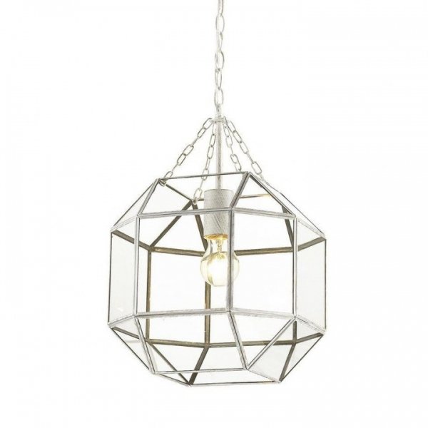 Подвесной светильник Glass & Metal Cage Pendant White Белый Подвесной светильник Glass & Metal Cage Pendant White Белый в Орле | Loft Concept
