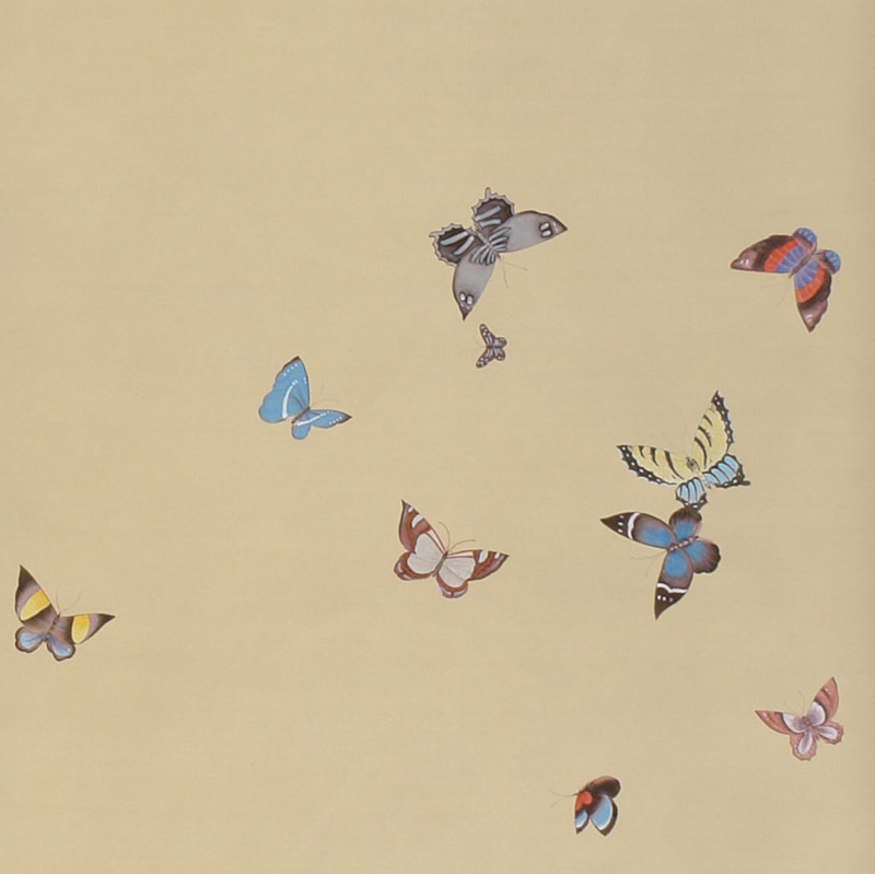 Обои ручная роспись Butterflies Icarus on New Faint Gold metallic silk  в Орле | Loft Concept 