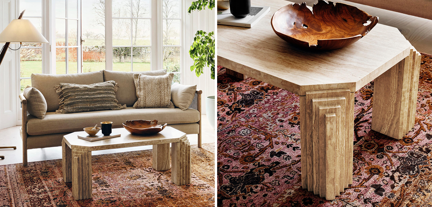 Кофейный стол Caleb Travertine Coffee Table - фото