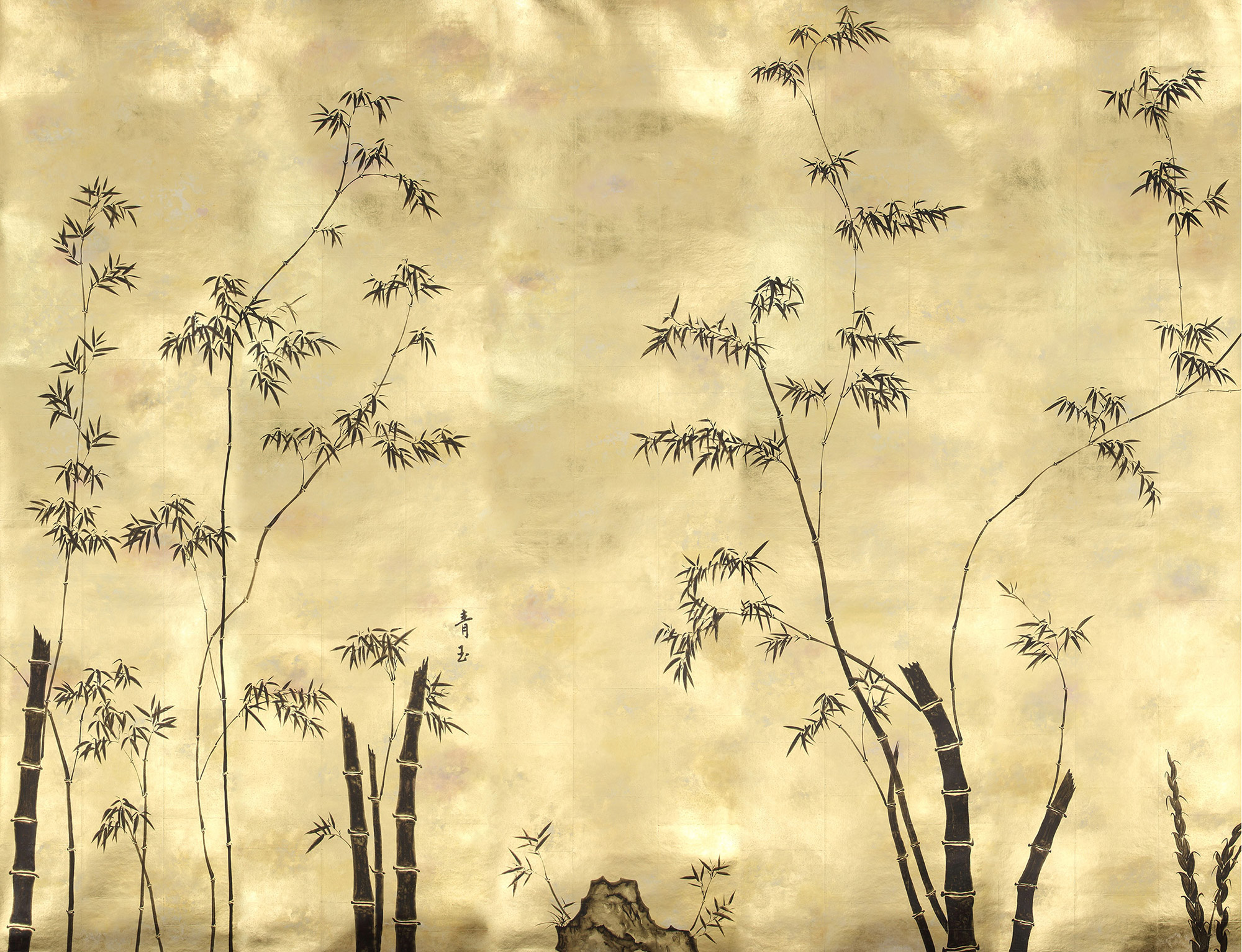 Обои ручная роспись Bamboo Quicksilver on Warm Gold gilded tea paper Обои ручная роспись Bamboo Quicksilver on Warm Gold gilded tea paper - постер Loft-Concept в Орле