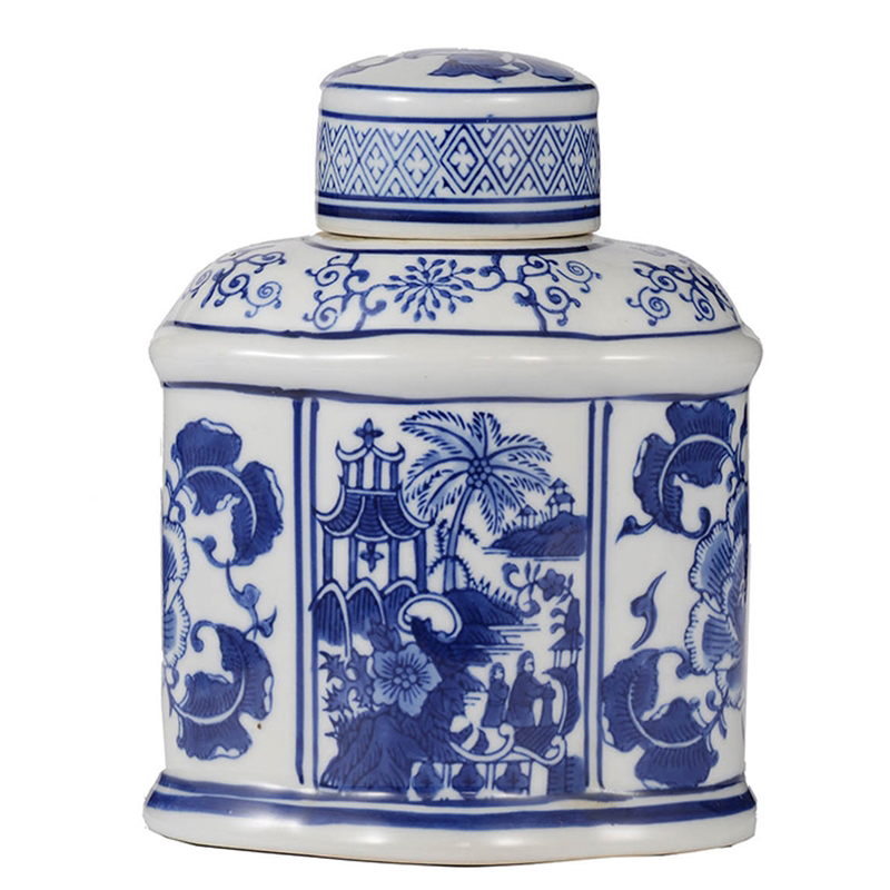 Ваза с крышкой Oriental Pattern Vase Синий Белый Ваза с крышкой Oriental Pattern Vase Синий Белый в Орле | Loft Concept