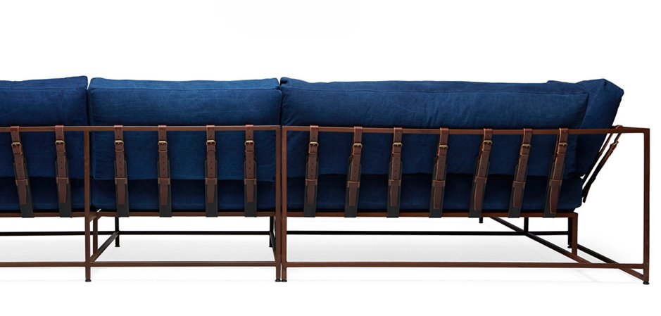 Угловой диван Indigo Denim and copper Sectional sofa Угловой диван Indigo Denim and copper Sectional sofa - Loft-Concept в Орле