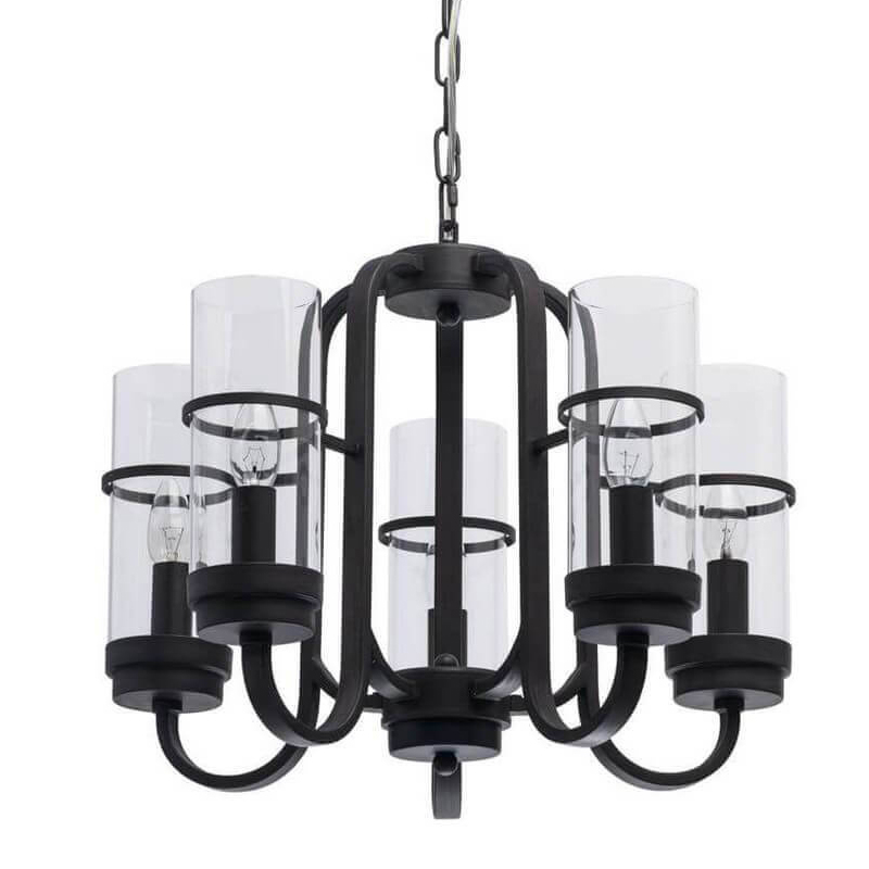 Люстра Glass Beaker lamps 5 Черный матовый Прозрачное Стекло Люстра Glass Beaker lamps 5 Черный матовый Прозрачное Стекло в Орле | Loft Concept