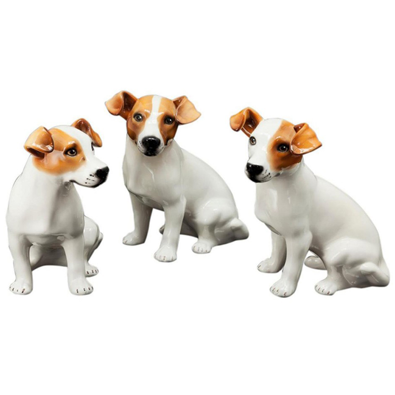 Статуэтки Abhika Jack Russel Set 3 Pcs Белый Коричневый в Орле | Loft Concept 