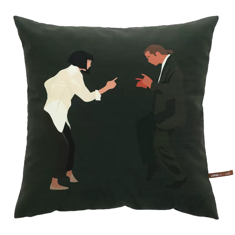 Декоративная подушка Pulp Fiction Dance Cushion Зеленый Бежевый Черный Декоративная подушка Pulp Fiction Dance Cushion Зеленый Бежевый Черный в Орле | Loft Concept