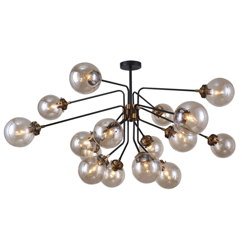 Большой Светильник Bistro Ceiling Globe 16 Черный Стекло Смок Большой Светильник Bistro Ceiling Globe 16 Черный Стекло Смок в Орле | Loft Concept