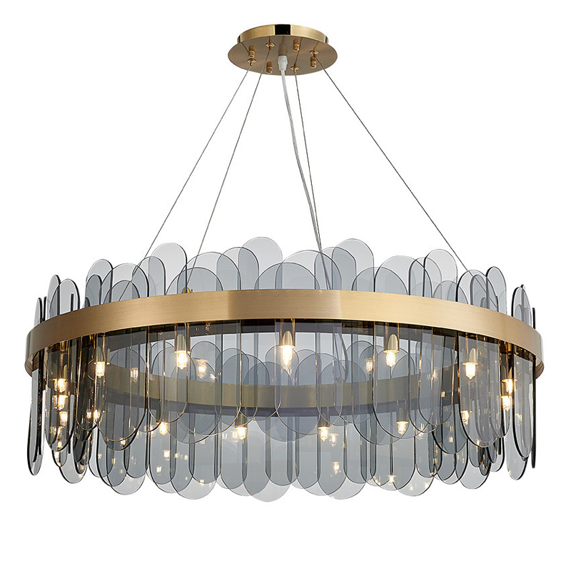 Люстра Blount Chandelier Smokey Латунь Стекло Смок Люстра Blount Chandelier Smokey Латунь Стекло Смок в Орле | Loft Concept