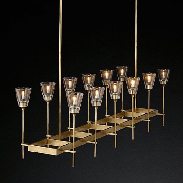 Люстра RH TORCHE DE VERRE Linear Chandelier 12 Латунь Люстра RH TORCHE DE VERRE Linear Chandelier 12 Латунь в Орле | Loft Concept