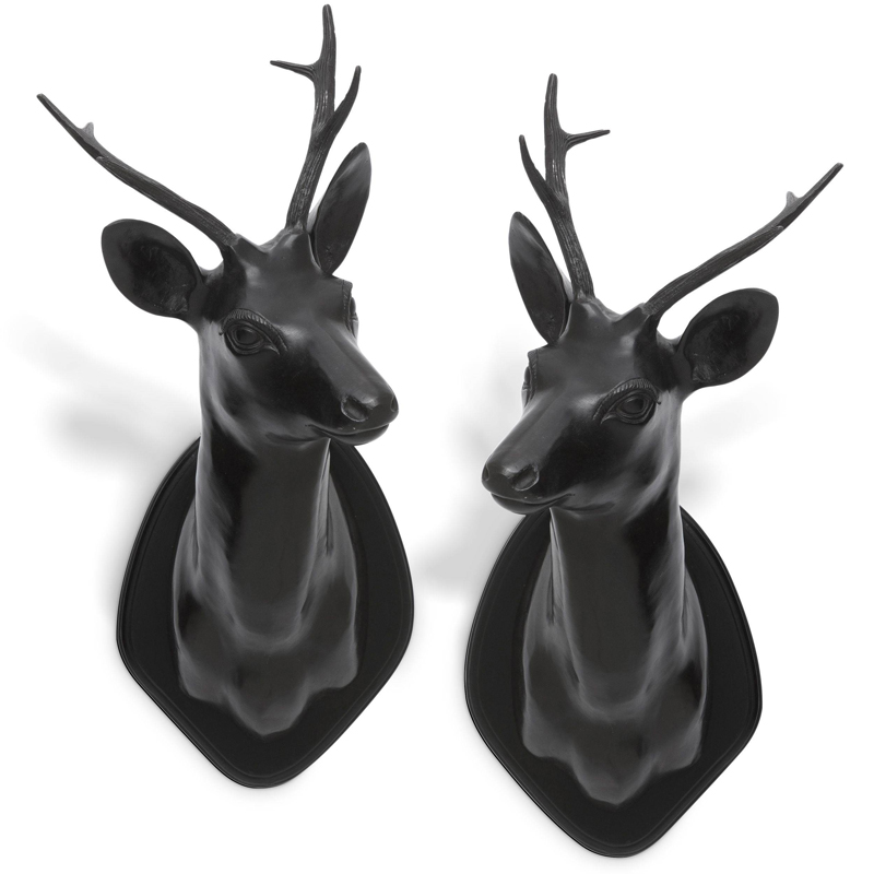 Настенный декор Eichholtz Stag Head set of 2 Черный Коричневый винтаж Настенный декор Eichholtz Stag Head set of 2 Черный Коричневый винтаж в Орле | Loft Concept