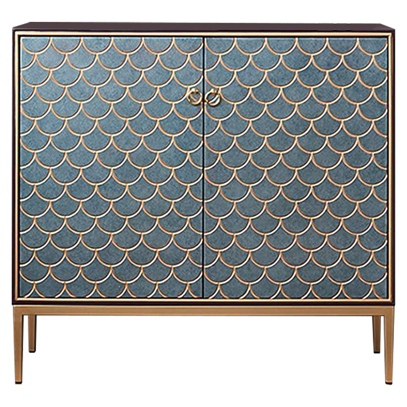Комод с орнаментом Рыбья чешуя Cateline Scale Pattern Chest of Drawers Серый Коричневый Латунь в Орле | Loft Concept 
