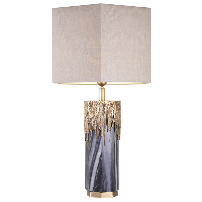 Настольная лампа Eichholtz Table Lamp Miller Серый Бежево-серый Винтажная латунь Настольная лампа Eichholtz Table Lamp Miller Серый Бежево-серый Винтажная латунь в Орле | Loft Concept