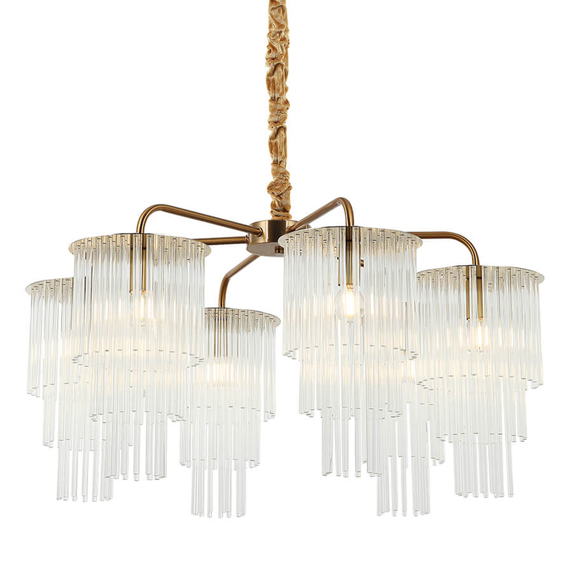 Люстра Harrison Chandelier gold 6 lamp Глянцевое золото Прозрачный Люстра Harrison Chandelier gold 6 lamp Глянцевое золото Прозрачный в Орле | Loft Concept