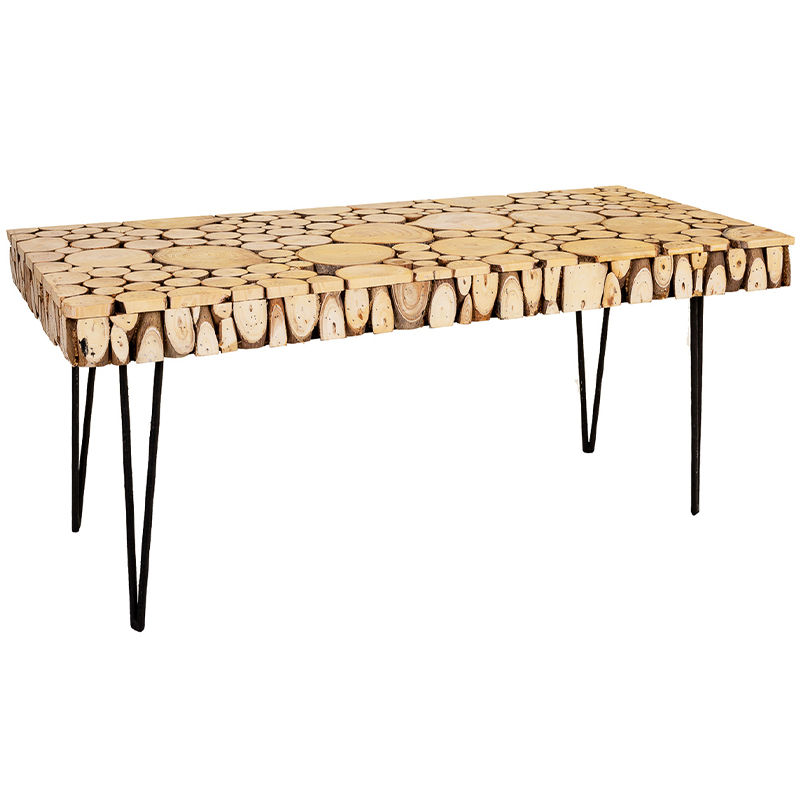Кофейный стол с деревянной столешницей Wooden Cuts Coffee Table Коричневый Древесина Черный Кофейный стол с деревянной столешницей Wooden Cuts Coffee Table Коричневый Древесина Черный в Орле | Loft Concept