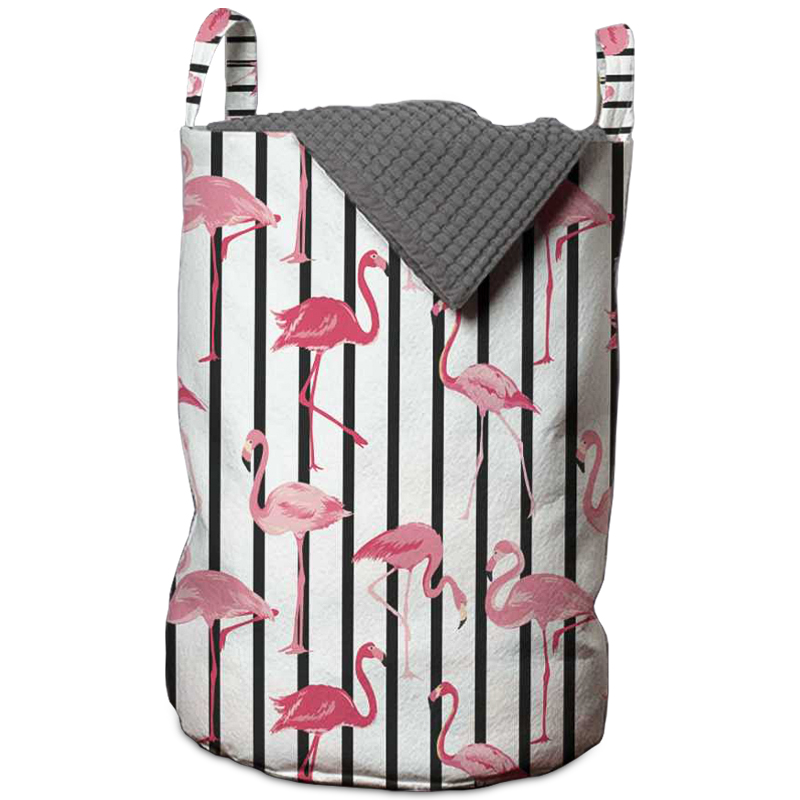 Корзина Flamingo Stripes Basket Черно-белый Розовый пастельный Корзина Flamingo Stripes Basket Черно-белый Розовый пастельный в Орле | Loft Concept