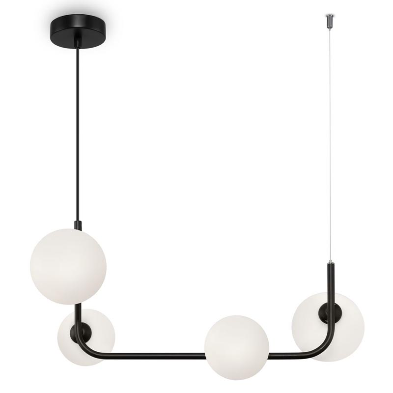 Люстра Marcan 4 Ball Chandelier Black Line Черный Белый Люстра Marcan 4 Ball Chandelier Black Line Черный Белый в Орле | Loft Concept