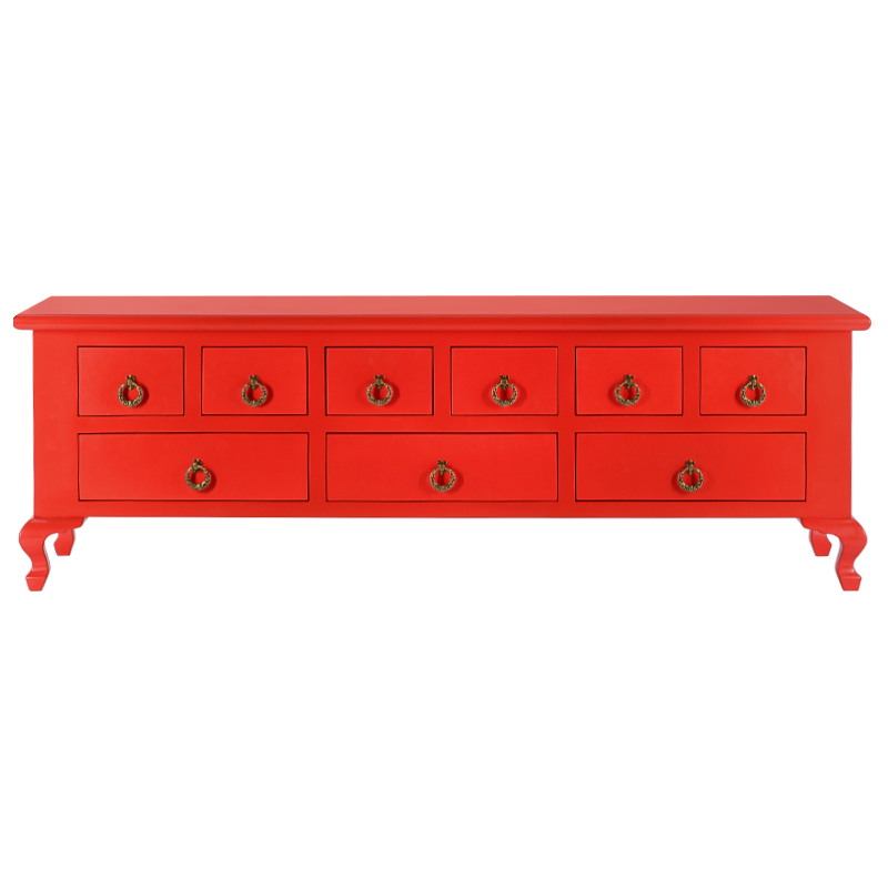 Комод длинный в стиле Шинуазри 9 ящиков Chinese Deep Red Красный Красный Комод длинный в стиле Шинуазри 9 ящиков Chinese Deep Red Красный Красный в Орле | Loft Concept