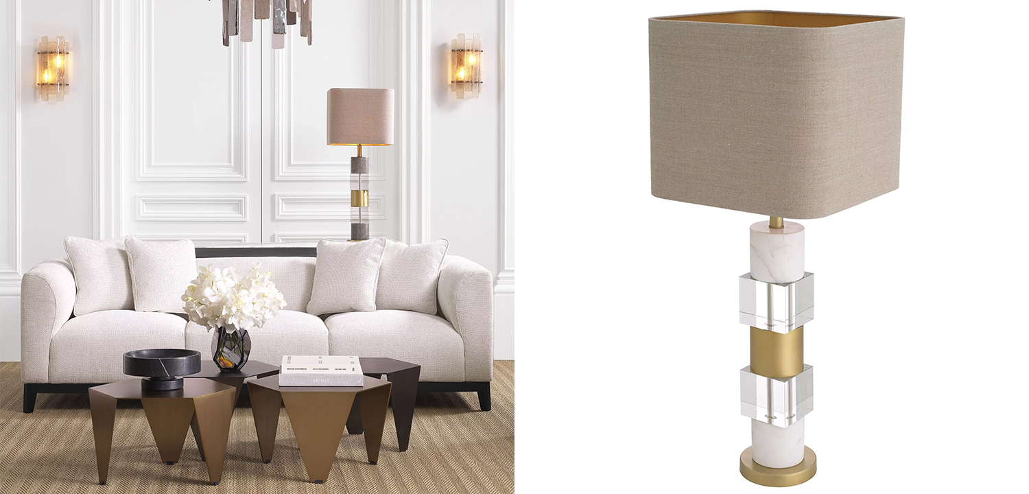 Настольная лампа Eichholtz Table Lamp Cullingham White Marble - фото