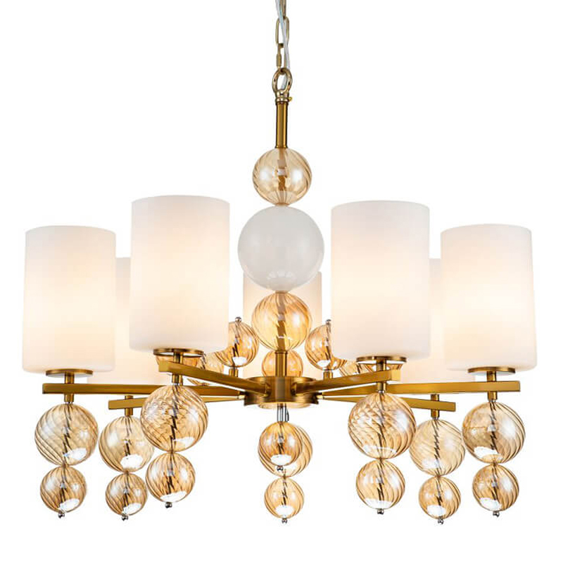 Люстра Blown Glass Balloons Chandelier 7 Латунь Белый Янтарный Люстра Blown Glass Balloons Chandelier 7 Латунь Белый Янтарный в Орле | Loft Concept