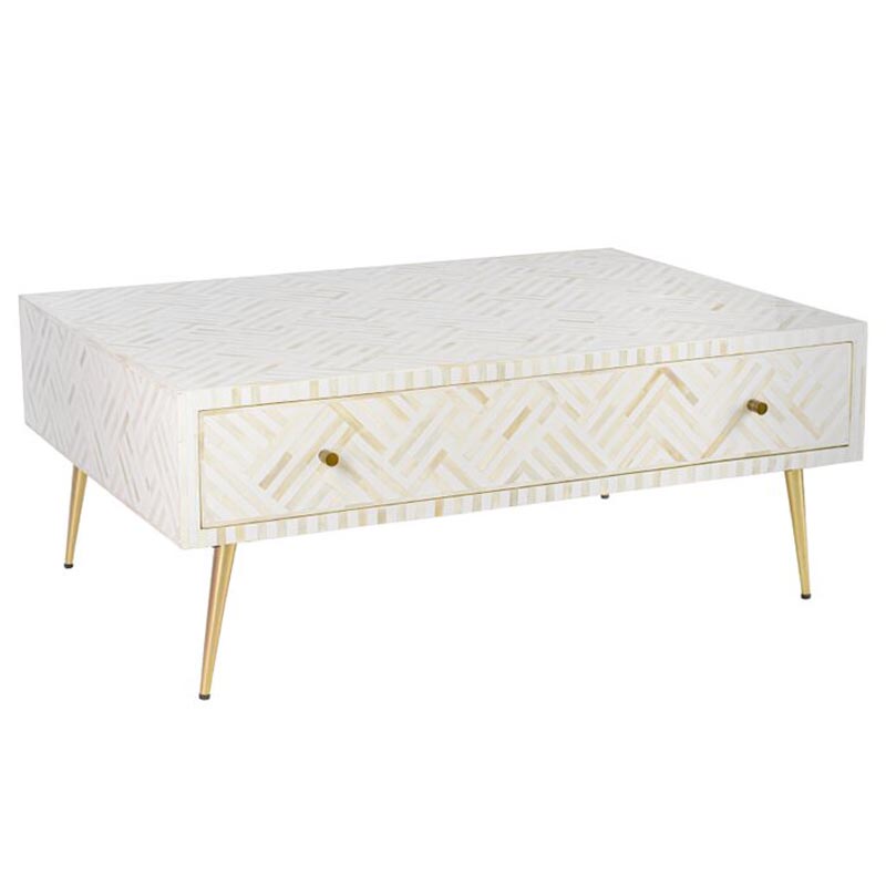 Кофейный стол White Indian Bone Inlay Coffee Table Золотой Бежевый Кофейный стол White Indian Bone Inlay Coffee Table Золотой Бежевый в Орле | Loft Concept