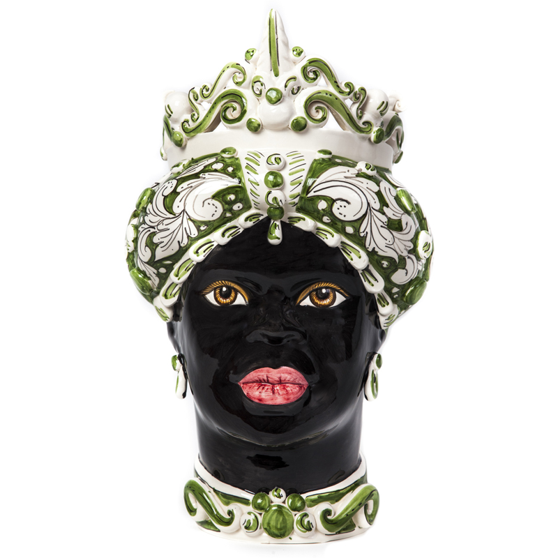 Ваза VASE MORO LADY MEDIUM green Черный Белый Зеленый Ваза VASE MORO LADY MEDIUM green Черный Белый Зеленый в Орле | Loft Concept