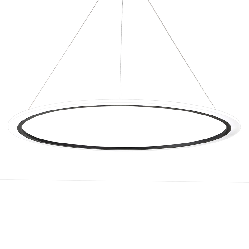 Люстра подвесная светодиодная кольцевая черного цвета Ring Horizontal Черный Белый в Орле | Loft Concept 