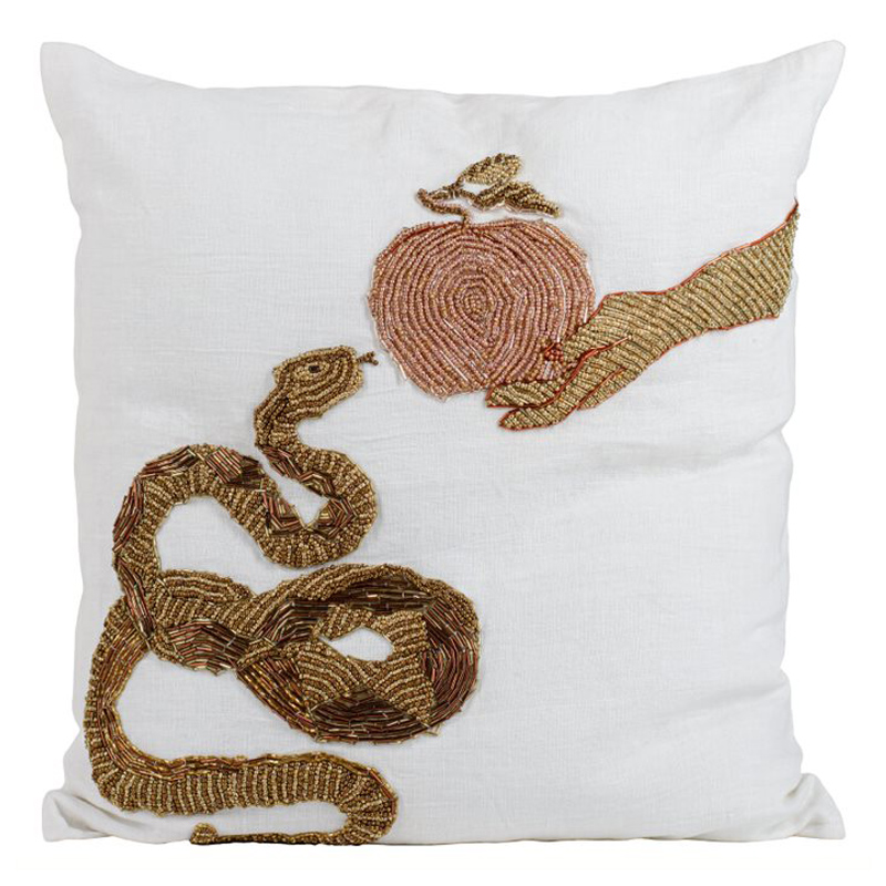 Подушка с вышивкой из бисера Snake with Apple Мульти Подушка с вышивкой из бисера Snake with Apple Мульти в Орле | Loft Concept