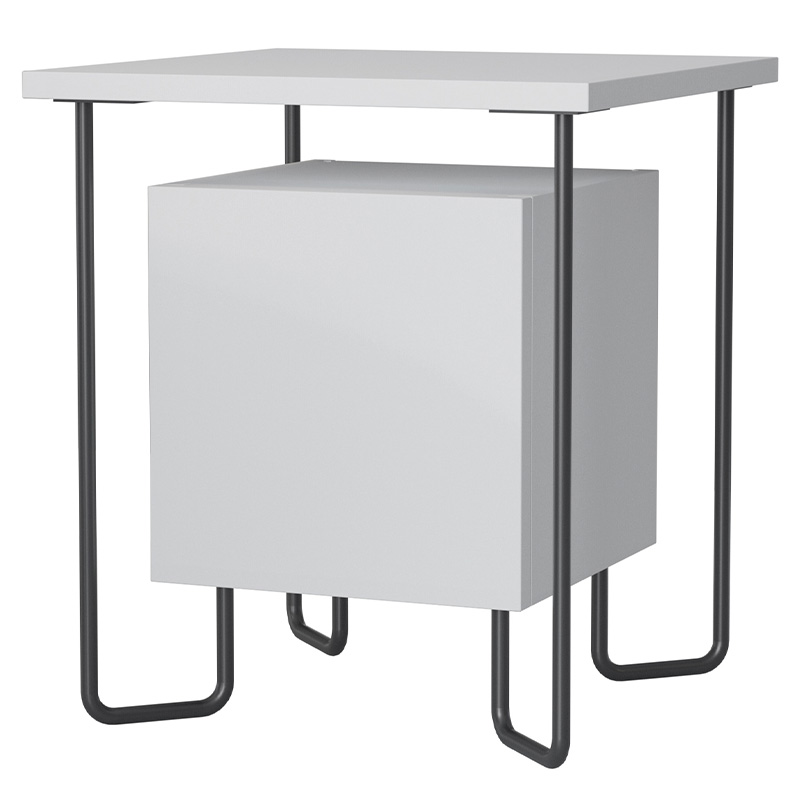Прикроватная тумба белого цвета с дверцей ACRES NIGHTSTAND WHITE Белый Черный Прикроватная тумба белого цвета с дверцей ACRES NIGHTSTAND WHITE Белый Черный в Орле | Loft Concept