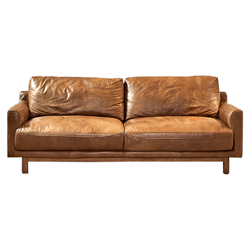 Диван Caramel Leather & Wood Triple Sofa Карамель Диван Caramel Leather & Wood Triple Sofa Карамель в Орле | Loft Concept
