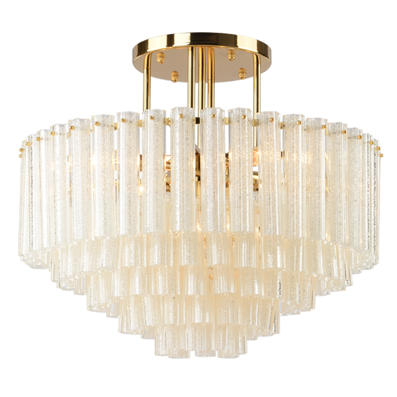 Люстра потолочная на штанге Textured Glass Chandelier Золотой Прозрачное Стекло Люстра потолочная на штанге Textured Glass Chandelier Золотой Прозрачное Стекло в Орле | Loft Concept