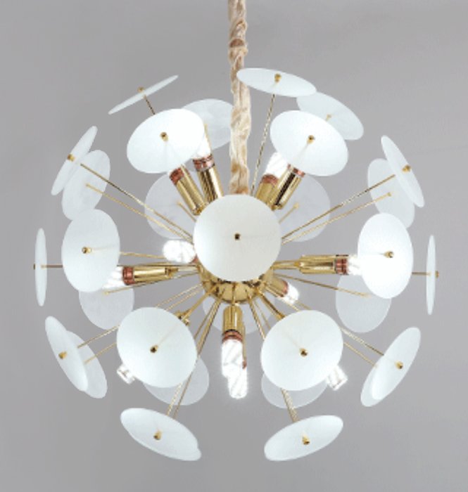 Люстра Sputnik Glass Lenz White Chandelier Золотой Белый Люстра Sputnik Glass Lenz White Chandelier Золотой Белый в Орле | Loft Concept
